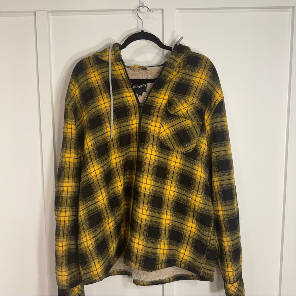Yellow and Black Plaid Hoodie
